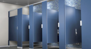 bathroom partitions blue